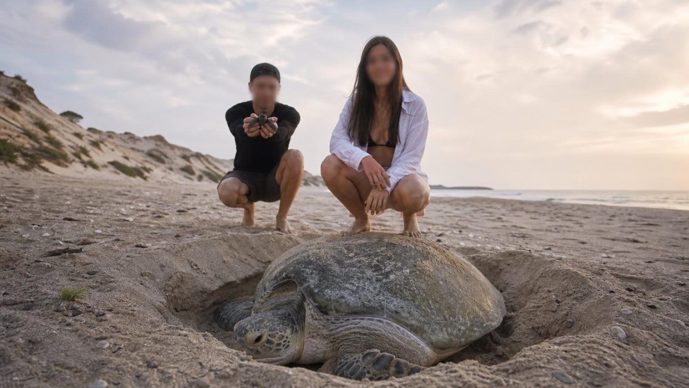 Dos influencers posan sobre una tortuga en Omán y afrontan acciones legales en una reserva con 20.000 nidos